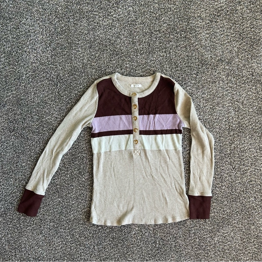 Maurice’s Ribbed Colorblock Henley Top